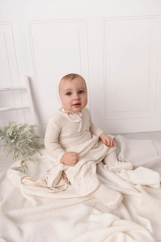 Mini Label Boys Pointelle Petal Floral Layette Set - Ivory