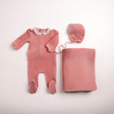 Bee & Dee Petites Fleurs Velour Layette Set - Pink Sand