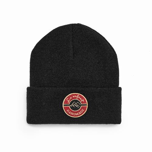 Le Enfant Knit Round Logo Beanie - Black