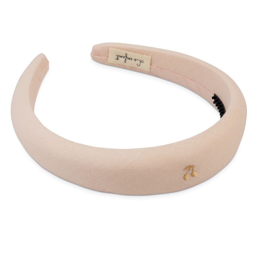 Le Enfant Gold Cherry Embroidered Headband - Soft Rose