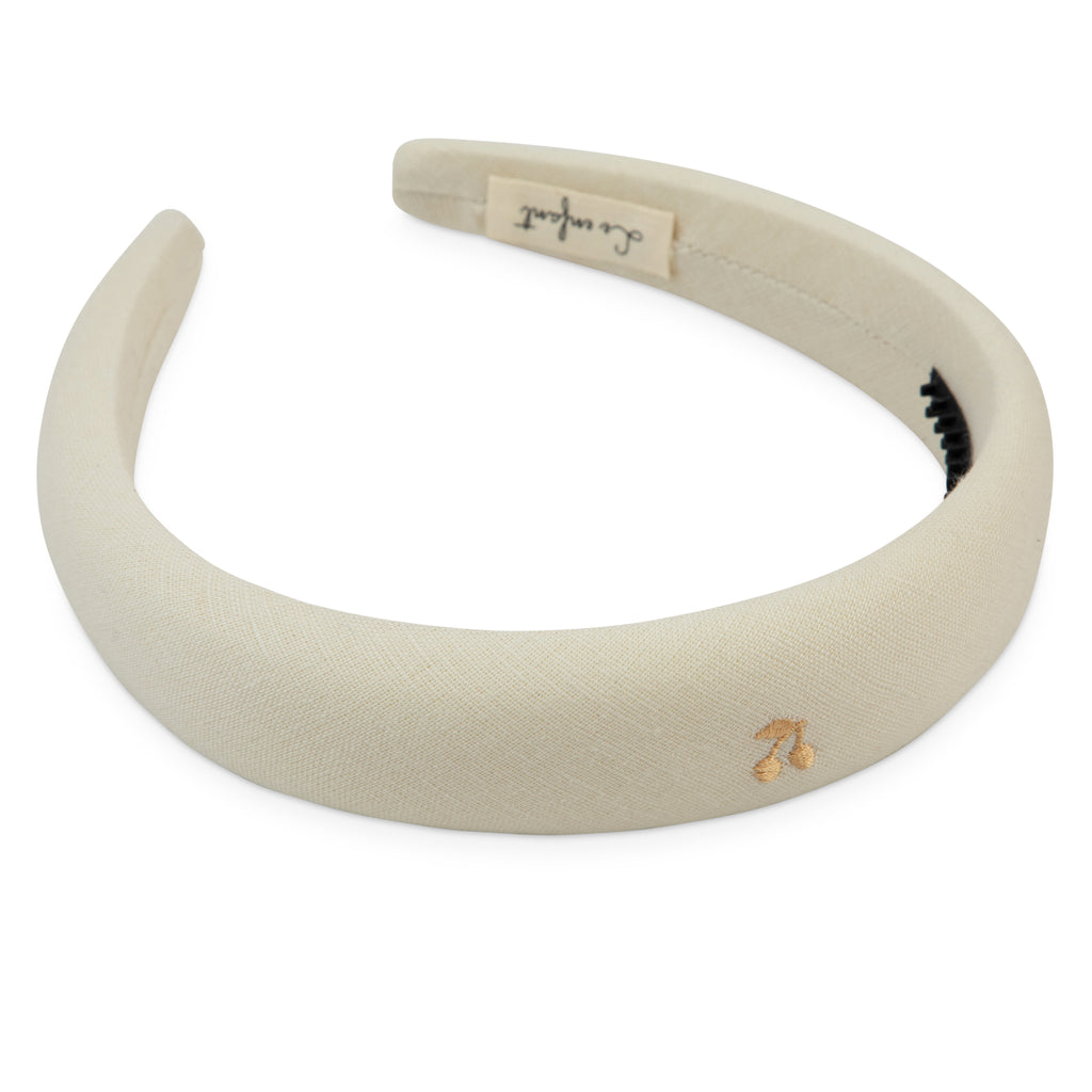 Le Enfant Gold Cherry Embroidered Headband - Cream