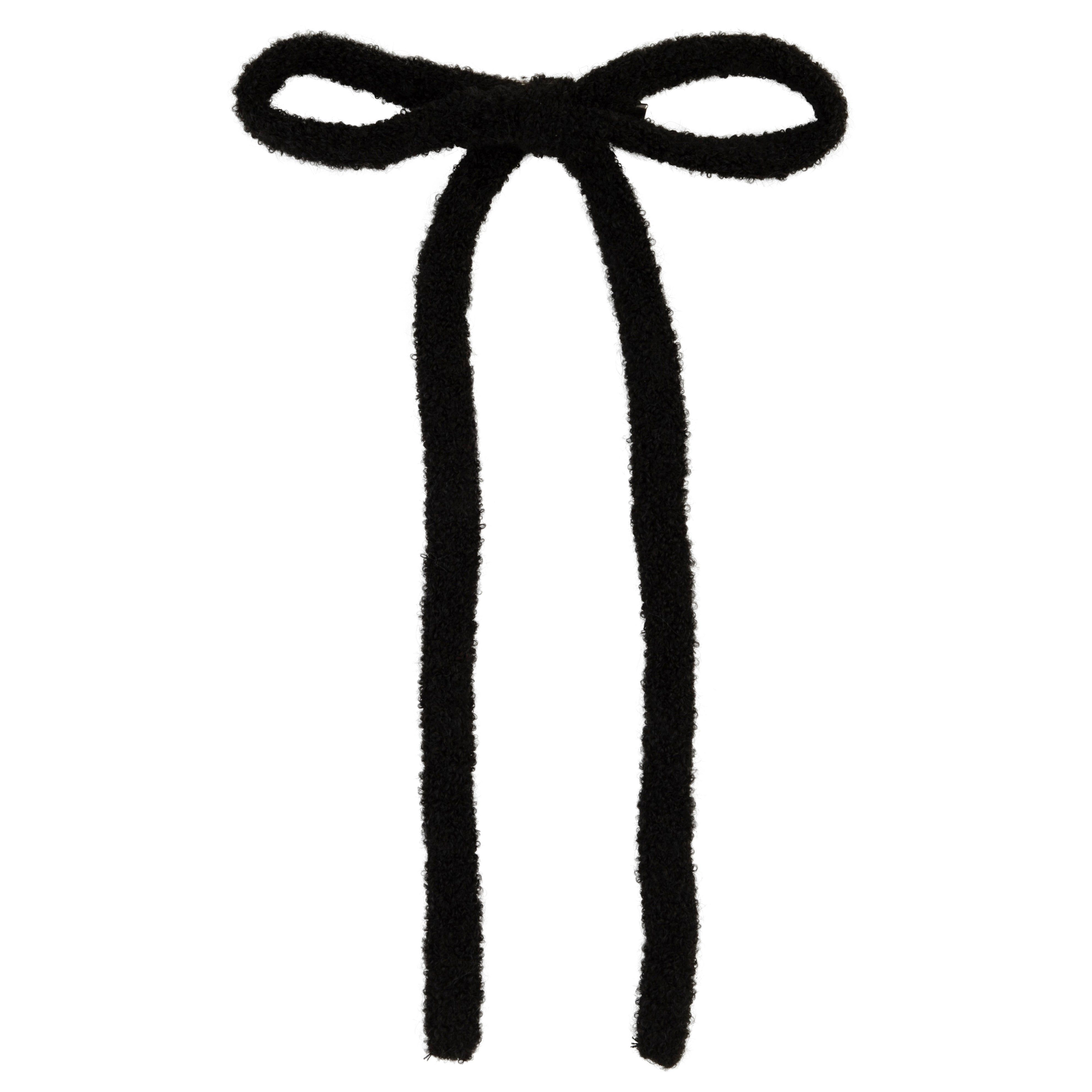 Kilte Collection The Bow Hair Barrette in Black 100% Cashmere $75 Black Satin Bow Barrette Hair Clip – Ella K main image 2