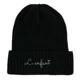 Le Enfant Wide Ribbed Beanie - Black