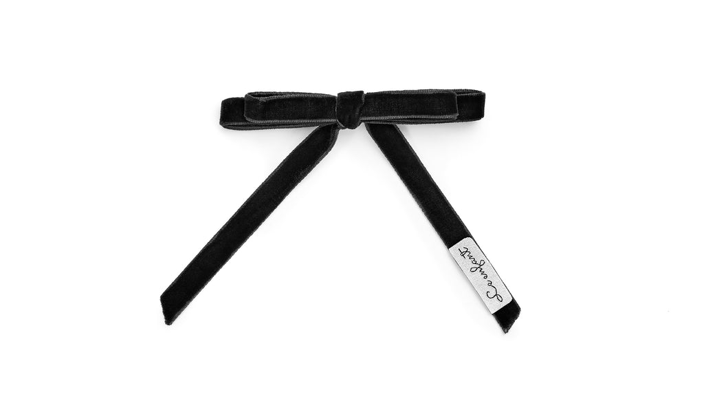 Le Enfant Double Velvet Bow - Black