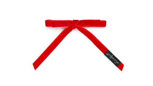 Le Enfant Double Velvet Bow - Red