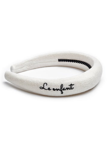 Le Enfant Logo Embroidered Headband - Cream