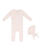 Mini Label Pointelle Butterfly Wrapover Footie And Hat - Pink