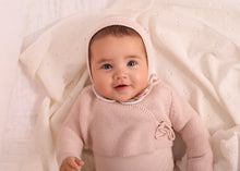 Load image into Gallery viewer, Mini Label Pink Metallic Embroidered Footie, Cardigan, And Bonnet Set