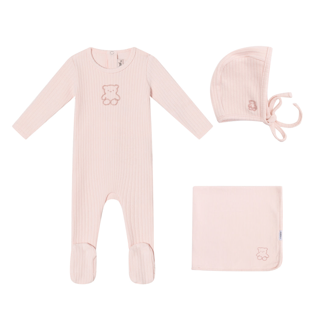 Mini Label Pink Pointelle Bear Layette Set