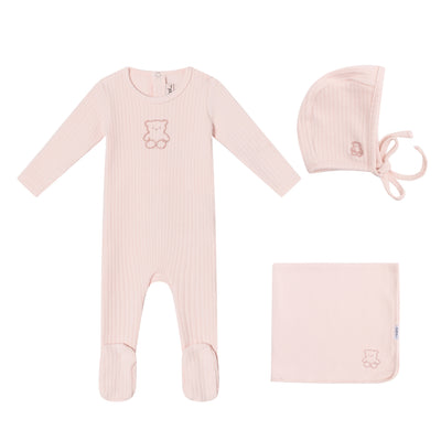 Mini Label Pink Pointelle Bear Layette Set