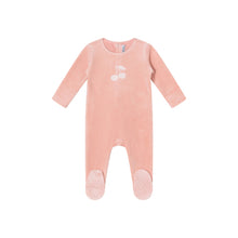 Load image into Gallery viewer, Mini Label Pink Toile Printed Cherry Velour Footie