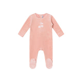 Mini Label Pink Toile Printed Cherry Velour Footie