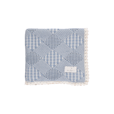 Bebe Organic Plaid Blanket - Blue Plaid Patchwork