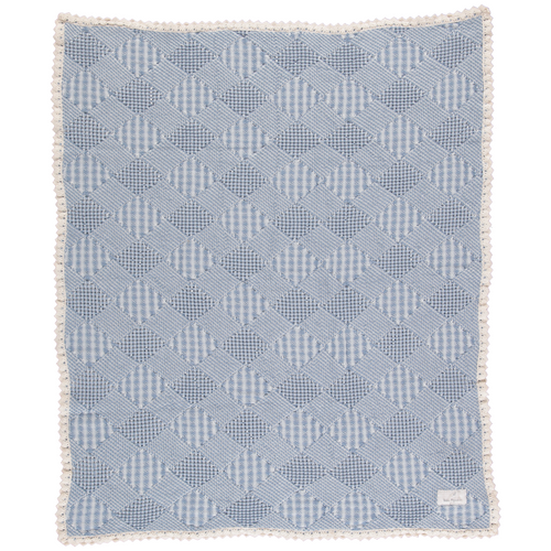 Bebe Organic Plaid Blanket - Blue Plaid Patchwork