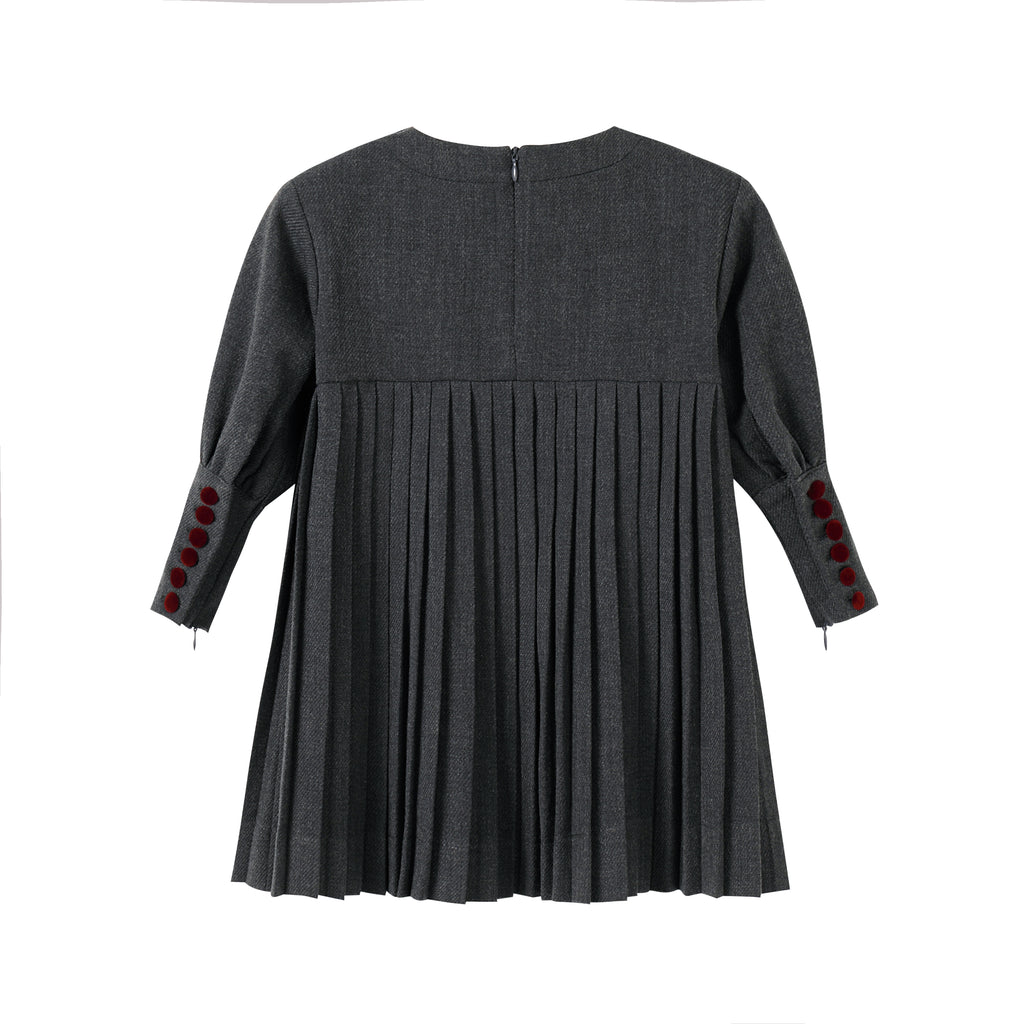 Nou Nelle Pleated Button Dress - Dark Grey