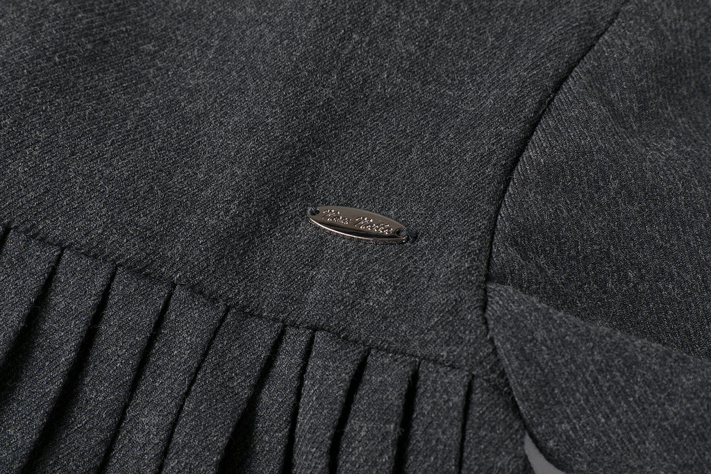 Nou Nelle Pleated Button Dress - Dark Grey