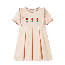 Load image into Gallery viewer, Nou Nelle Pleated Peach Embroidered Dress (Short Sleeve)