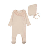 Bee & Dee Pleated Collar Footie And Bonnet - Pinkalicious