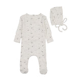 Bee & Dee Pointelle Pretty Petals Footie And Bonnet - Ivory Boys