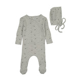 Bee & Dee Pointelle Pretty Petals Footie And Bonnet - Mist
