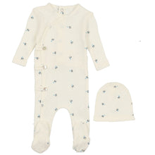 Load image into Gallery viewer, Bee &amp; Dee Printed Pointelle Footie with Beanie-Light Base  Boy