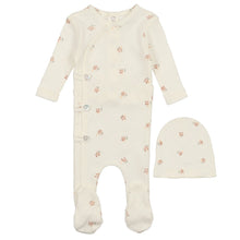 Load image into Gallery viewer, Bee &amp; Dee Printed Pointelle Footie with Beanie-Light Base  Girl