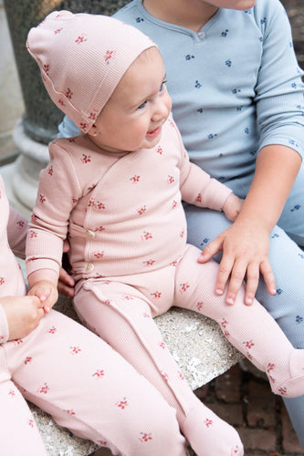 Bee & Dee Printed Pointelle Footie with Beanie - Dark Base Girl