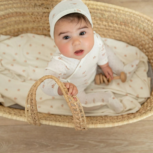 Bee & Dee Printed Pointelle Footie with Beanie-Light Base  Girl