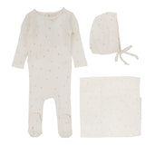 Lilette Printed Pointelle 3PC Layette Set - Cream / Floral