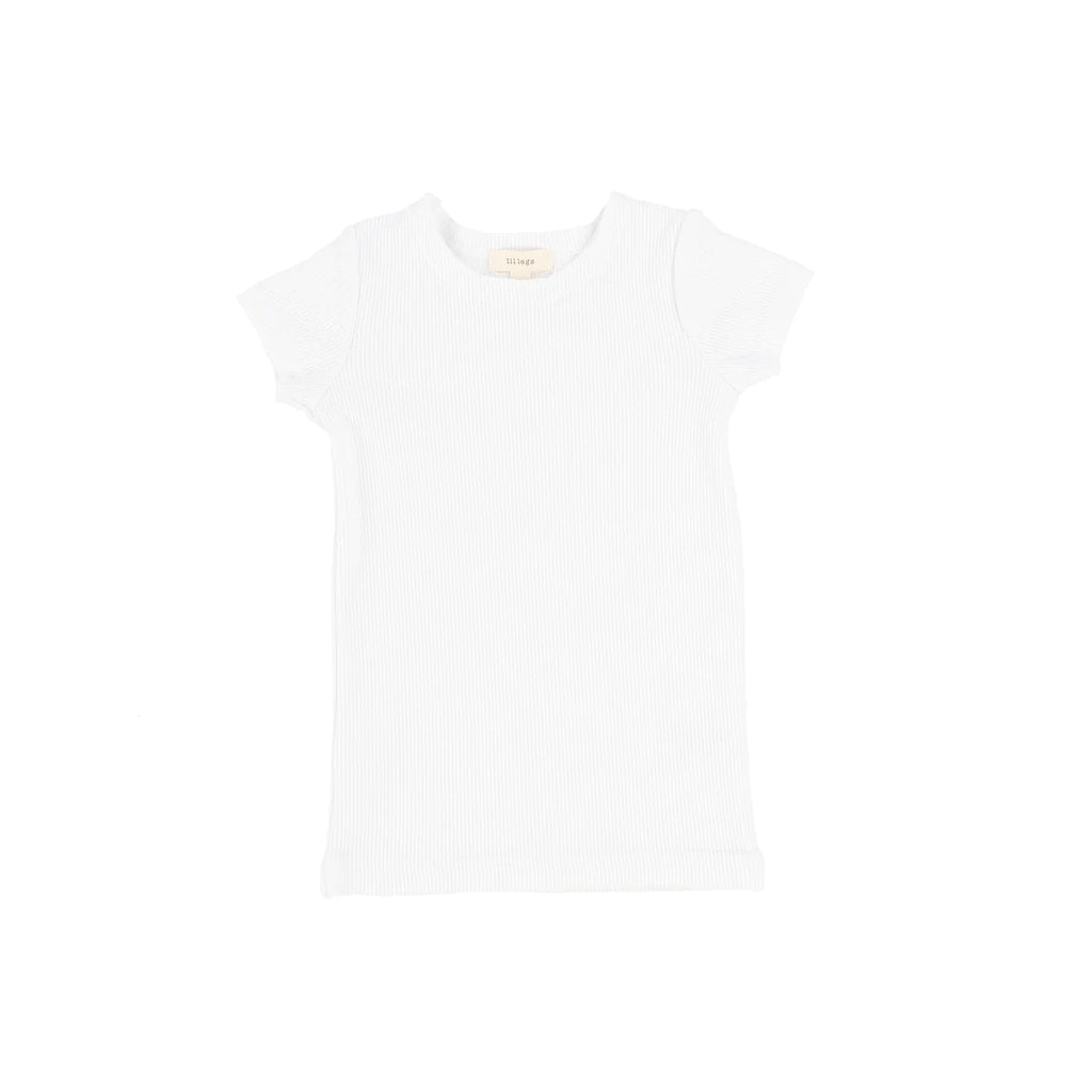 Lil Legs Ribbed Tee Short Sleeve - Pure White