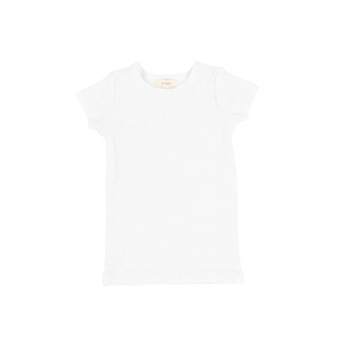 Lil Legs Ribbed Tee Short Sleeve - Pure White