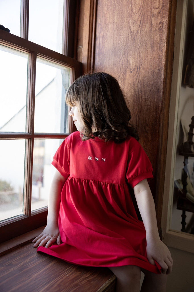 Retro Kid Hollis RK Logo Hi-Waist T-shirt Dress - Red