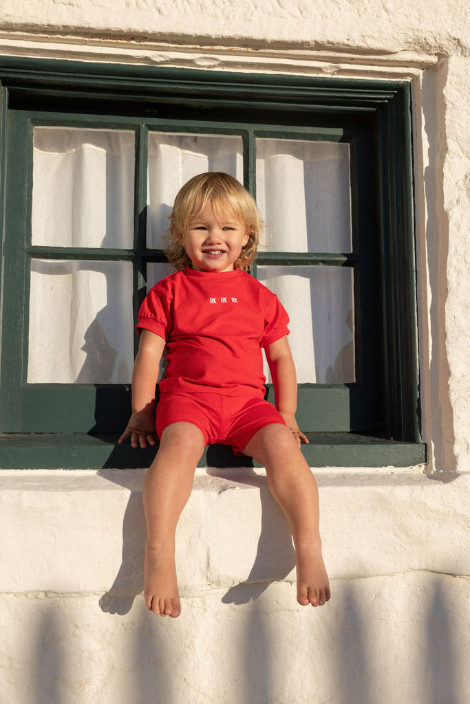 Retro Kid Hollis RK Logo Baby Tee And Shorts Set - Red