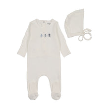 Load image into Gallery viewer, Bee &amp; Dee Rattles Pointelle Footie And Bonnet - Chalk White Boys