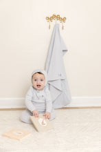 Load image into Gallery viewer, Bee &amp; Dee Rattles Pointelle Footie And Bonnet - Sky Blue