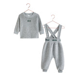 Retro Kid Reese Baby Boy Overalls Set - Grey/Green