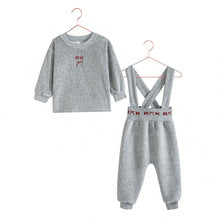 Load image into Gallery viewer, Retro Kid Reese Baby Girl Overalls Set - Grey/Red