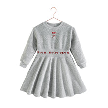 Load image into Gallery viewer, Retro Kid Reese Scuba Velour Dress - Grey/Red