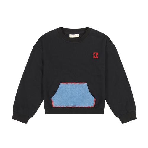Retro Kid Remy Kangaroo Pocket Sweatshirt - Black/Red