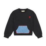 Retro Kid Remy Kangaroo Pocket Sweatshirt - Black/Red