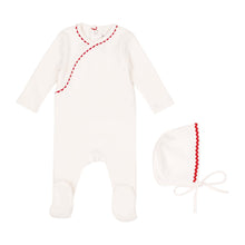Load image into Gallery viewer, Mini Label Classic Ric Rac Footie And Hat - Red On White