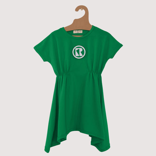 Retro Kid Rubber Logo Elastic Waist Dress - Bright Green *RUNS BIG*