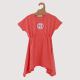 Retro Kid Rubber Logo Elastic Waist Dress - Coral *RUNS BIG*
