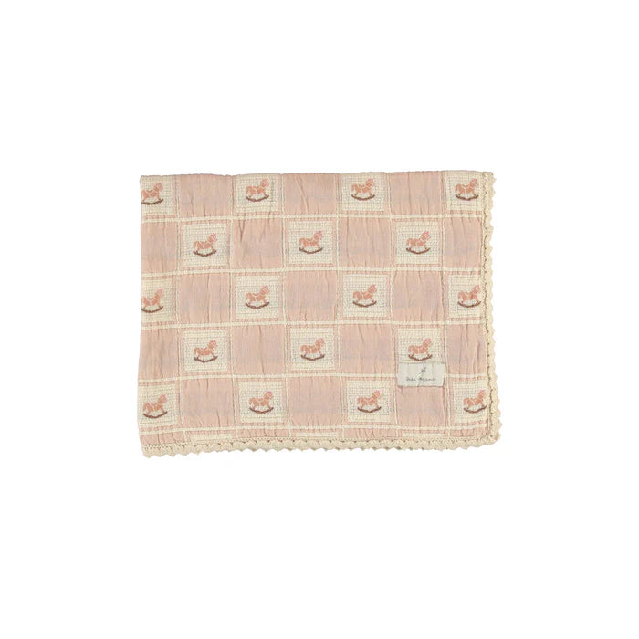 Bebe Organic Rocking Horse Blanket - Mauve Patchwork