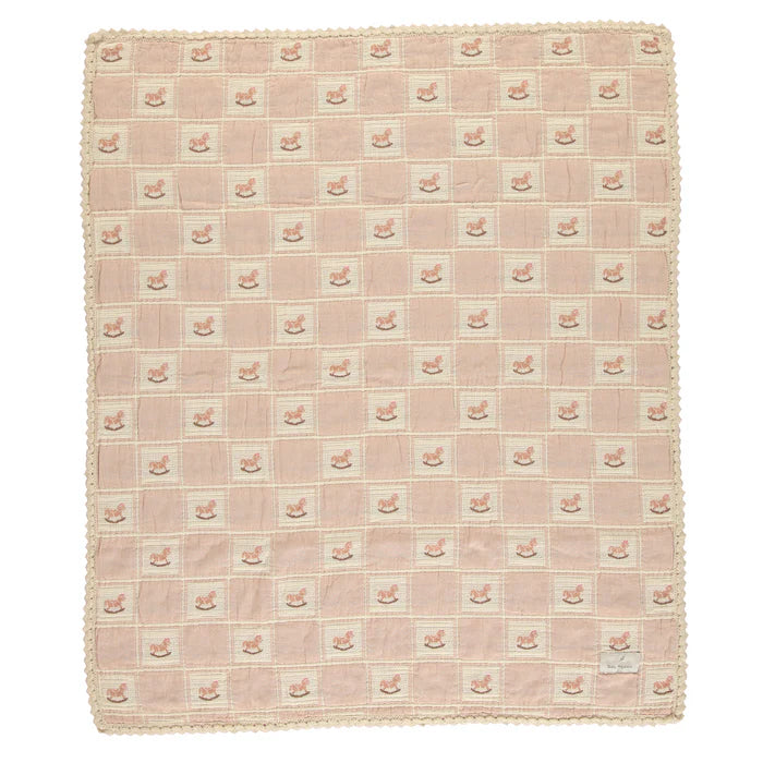 Bebe Organic Rocking Horse Blanket - Mauve Patchwork