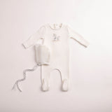 Bee & Dee Boys Rocking Horse Footie And Bonnet - Chalk White