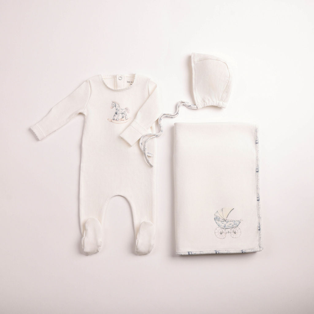 Bee & Dee Boys Rocking Horse Layette Set - Chalk White