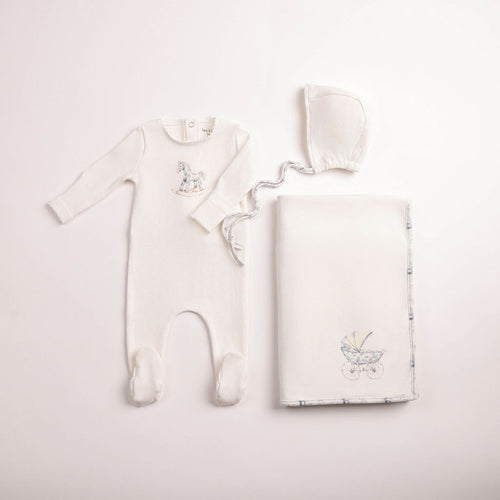 Bee & Dee Boys Rocking Horse Layette Set - Chalk White