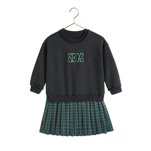 Retro Kid Rowan Sweat Pleated Dress - Grey