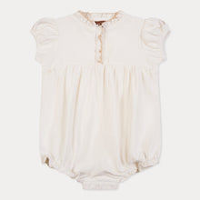 Load image into Gallery viewer, Orange Dimanche Off-White Linen Romper With Embroidery